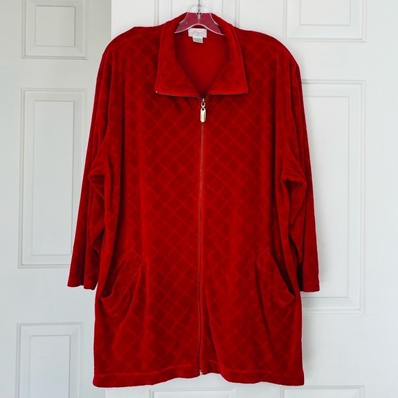 Vintage Quilted Velour Lingerie Nordstrom L Red Gold - Picture 1 of 16